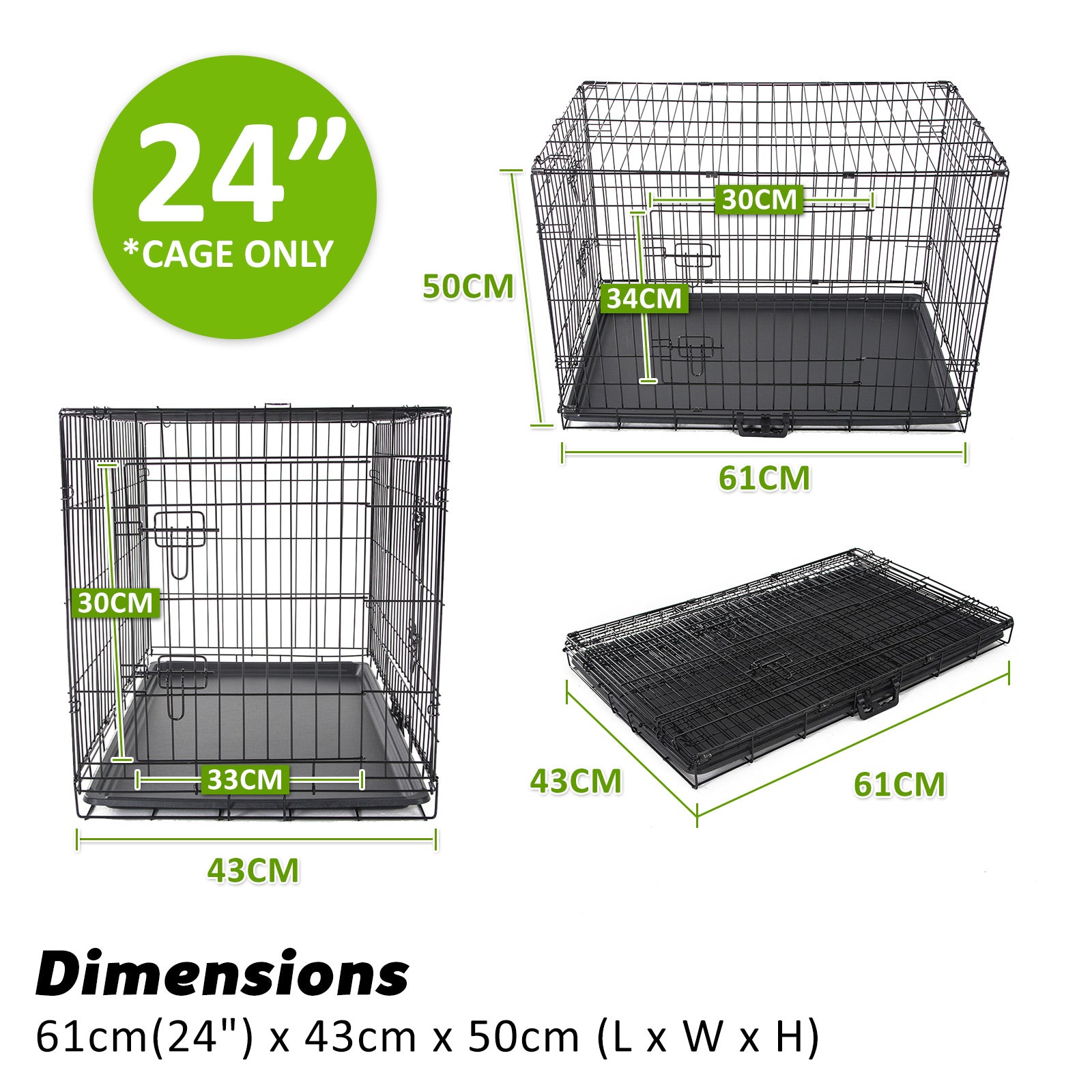 Blue Dog Crate 24in with Tray & Cushion Mat Combo