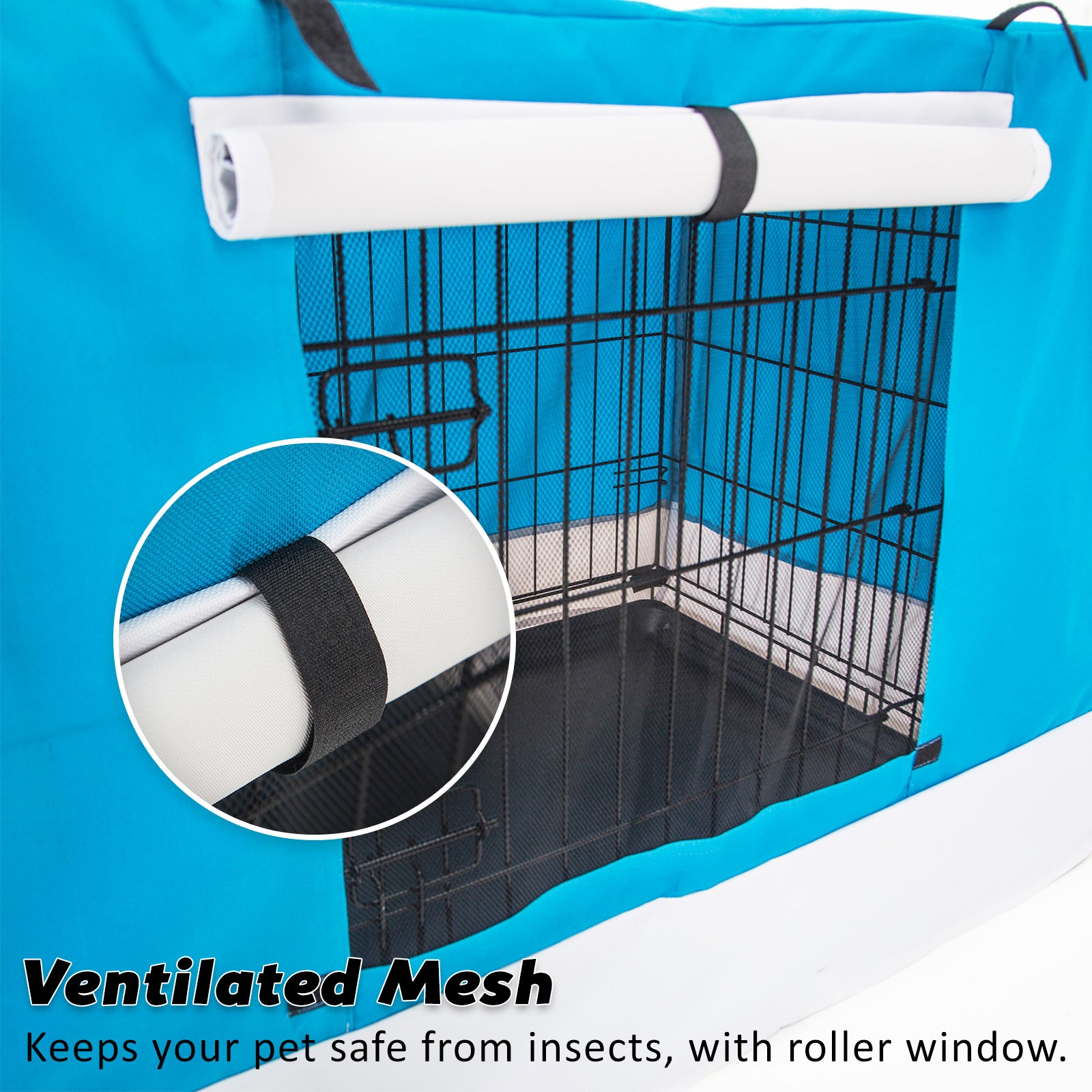 Blue Dog Crate 36in with Tray & Cushion Mat Combo