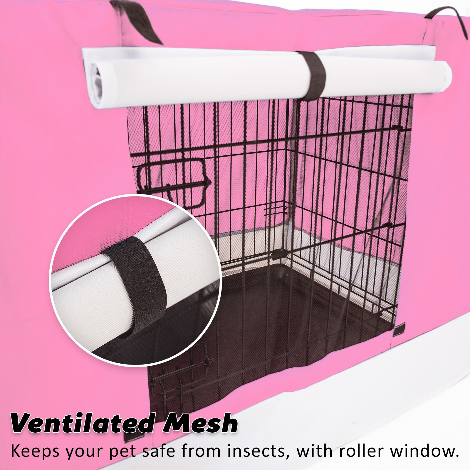 Pink Dog Crate 36in with Tray & Cushion Mat Combo