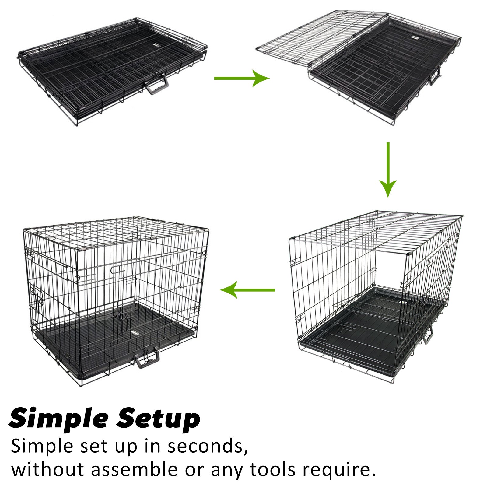 Pink Dog Crate 36in with Tray & Cushion Mat Combo