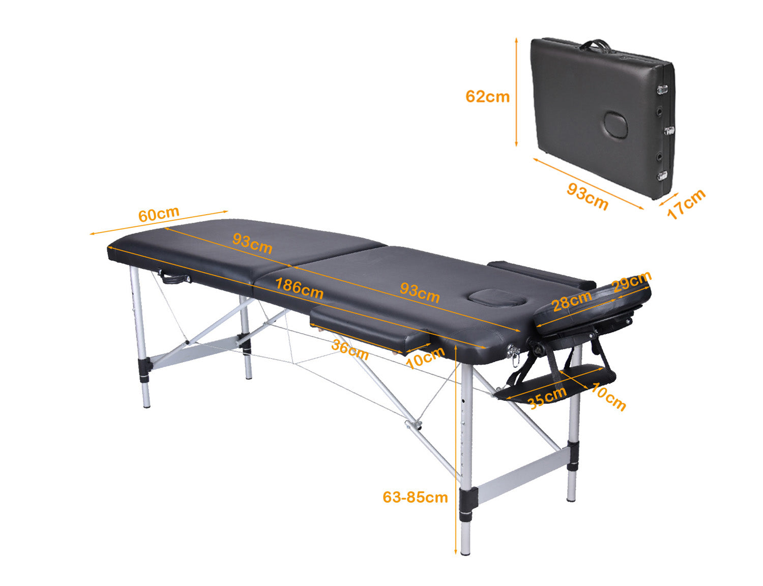 2-Fold Aluminium Massage Table for Beauty Therapy Portable