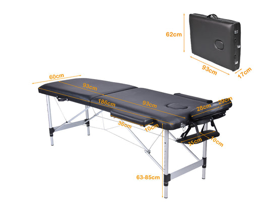 2-Fold Aluminium Massage Table for Beauty Therapy Portable