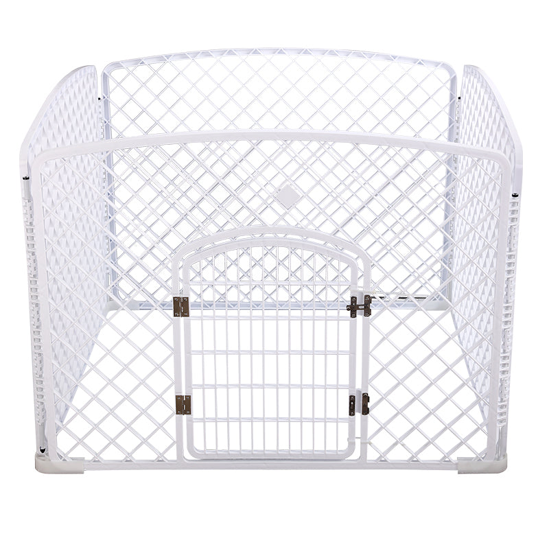 Dog Playpens & Gates - 4 Panel Plastic Pet Pen Pet Foldable Fence Dog Fence Enclosure White