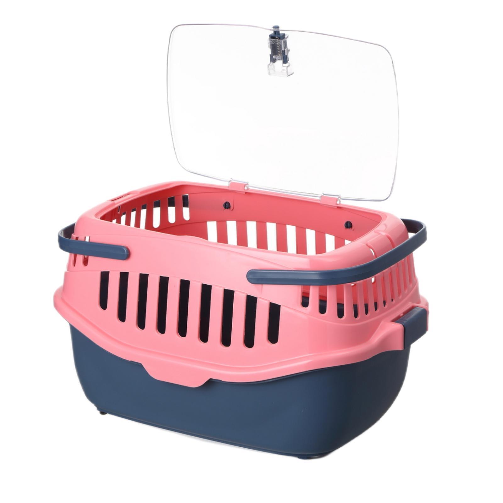 Medium Pet Crate Carrier Cage With Mat (Pink)
