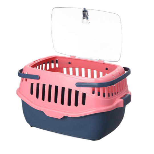 Medium Pet Crate Carrier Cage With Mat (Pink)