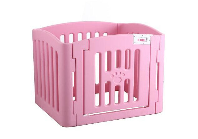 Blue 4-Panel Plastic Pet Pen: Foldable Dog Fence Enclosure with Gate