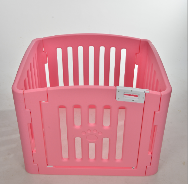 Blue 4-Panel Plastic Pet Pen: Foldable Dog Fence Enclosure with Gate