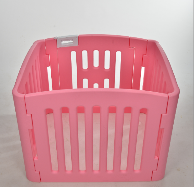 Blue 4-Panel Plastic Pet Pen: Foldable Dog Fence Enclosure with Gate