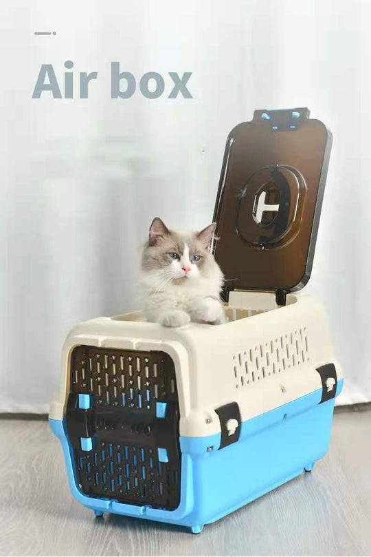 Blue Collapsible Pet Carrier with Tray and Window - Portable Travel Cage for Dogs, Cats, and Rabbits | Blue colour