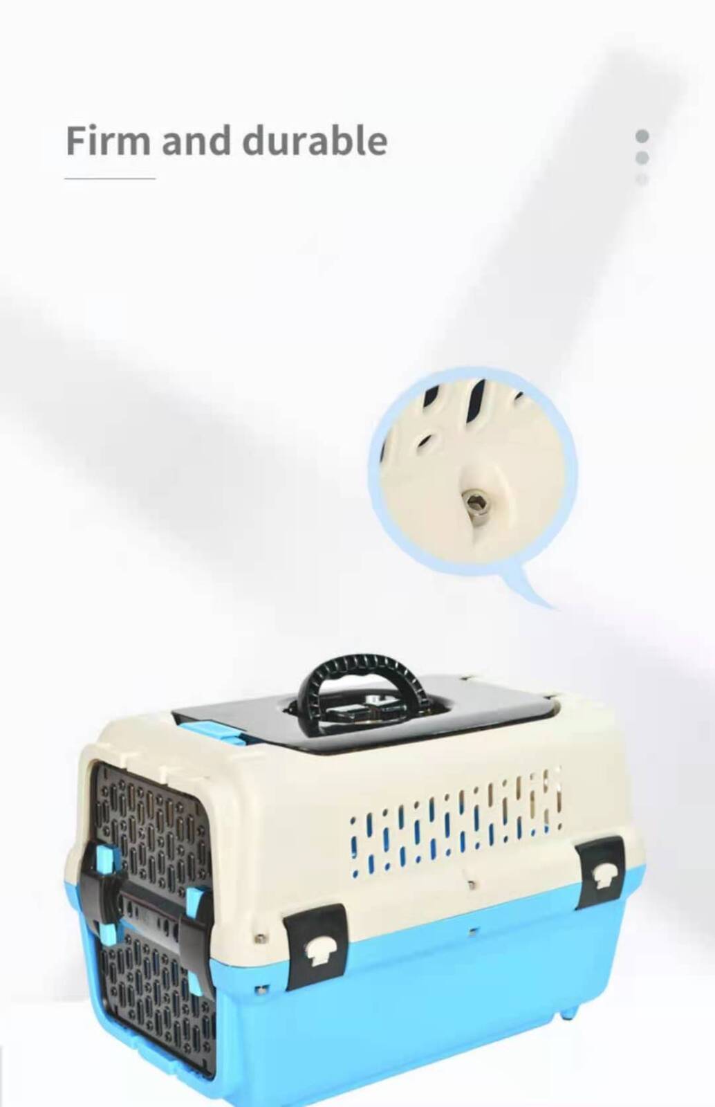 Blue Collapsible Pet Carrier with Tray and Window - Portable Travel Cage for Dogs, Cats, and Rabbits
