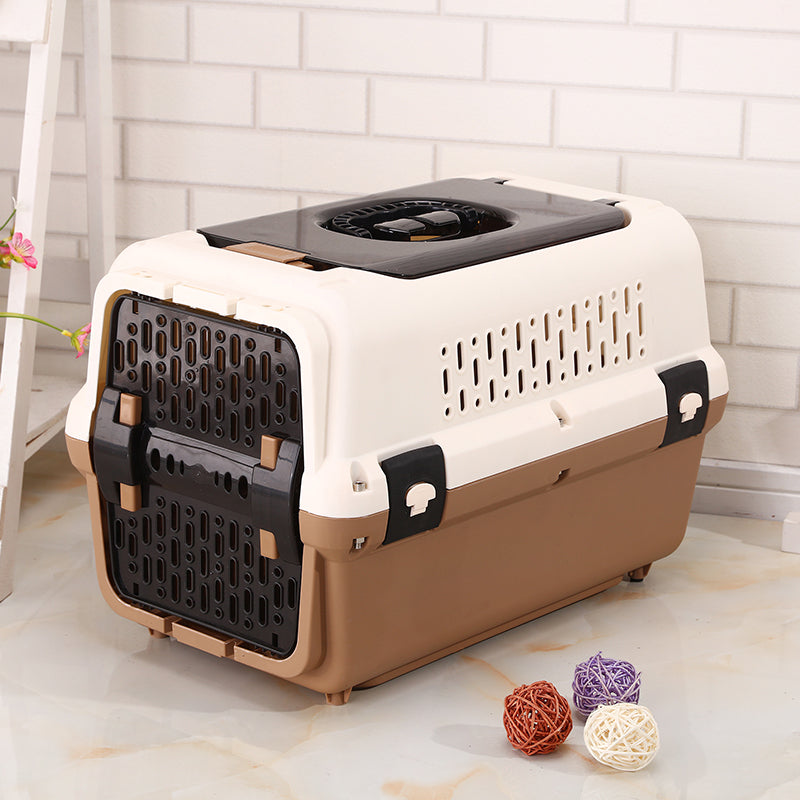 Blue Collapsible Pet Carrier with Tray and Window - Portable Travel Cage for Dogs, Cats, and Rabbits
