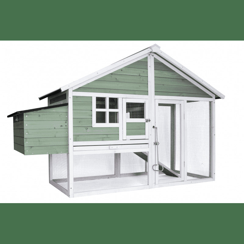 Multi-Purpose Outdoor Animal Habitat: Green Chicken Coop, Rabbit Hutch, Ferret & Cat Cage