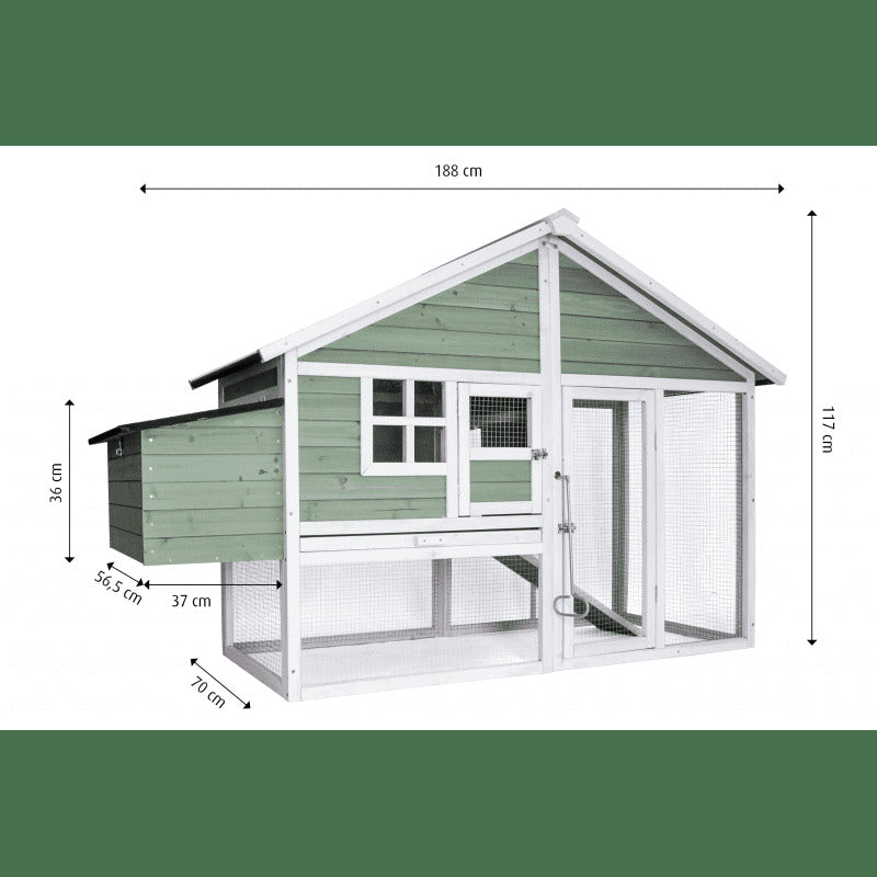 Multi-Purpose Outdoor Animal Habitat: Green Chicken Coop, Rabbit Hutch, Ferret & Cat Cage
