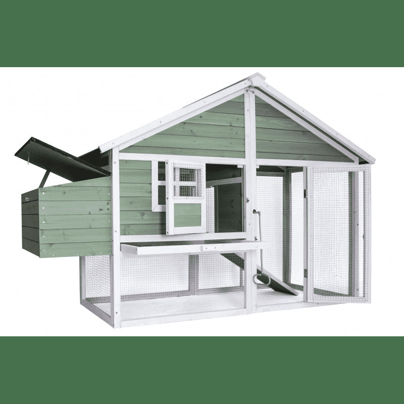 Multi-Purpose Outdoor Animal Habitat: Green Chicken Coop, Rabbit Hutch, Ferret & Cat Cage