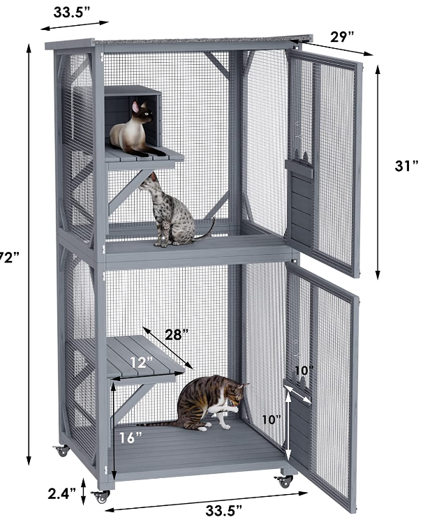 Pet Cat Shelter Condo With Escape Door Wooden Kitten Cage House