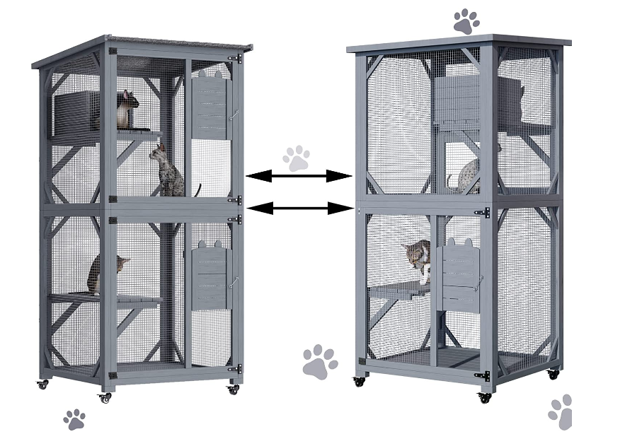 Pet Cat Shelter Condo With Escape Door Wooden Kitten Cage House