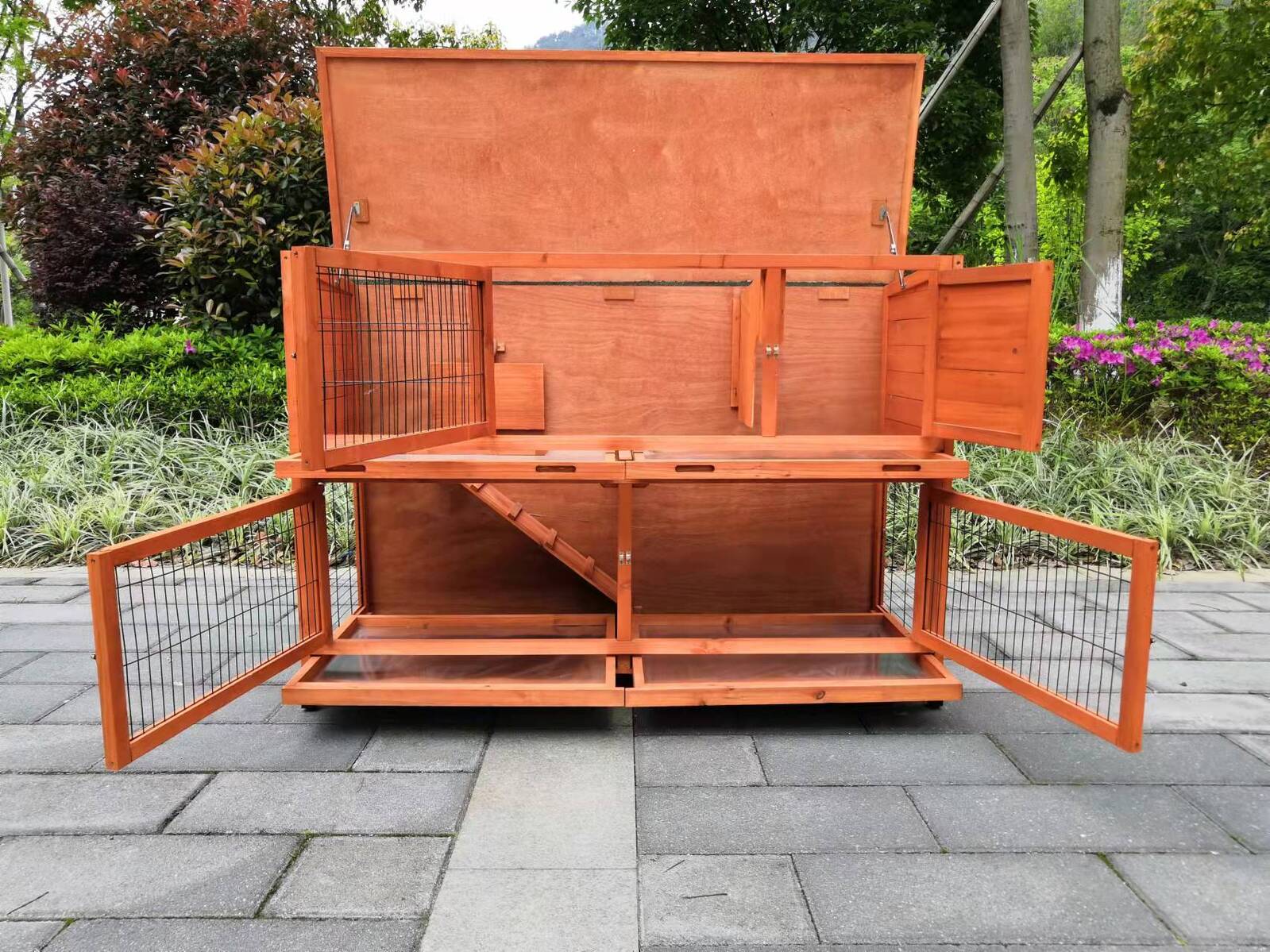 150 Cm Xxl Double Storey Rabbit Hutch Guinea Pig Ferret Cage Cat House