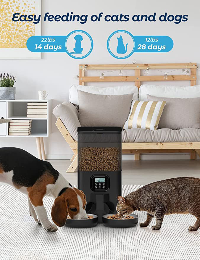 6L Automatic Digital Pet Feeder With Double Food Bowl