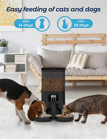 Convenient 6L Automatic Digital Pet Feeder with Double Food Bowls
