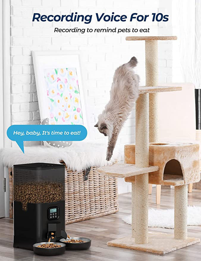 6L Automatic Digital Pet Feeder With Double Food Bowl