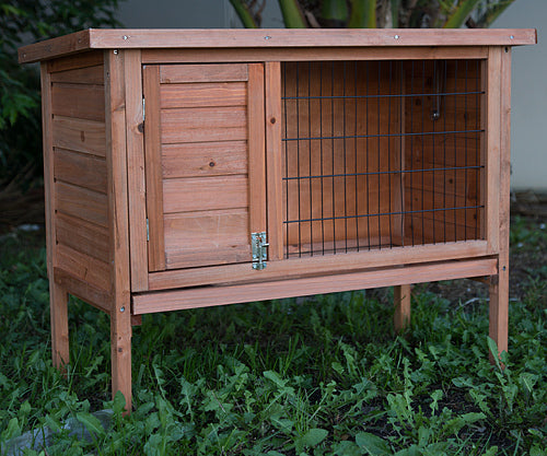 Single Wooden Pet Rabbit Hutch Guinea Pig Cage With Slide Out Tray