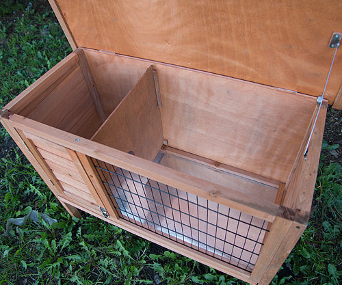 Single Wooden Pet Rabbit Hutch Guinea Pig Cage With Slide Out Tray