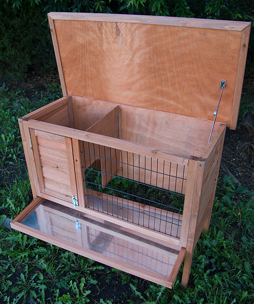 Single Wooden Pet Rabbit Hutch Guinea Pig Cage With Slide Out Tray