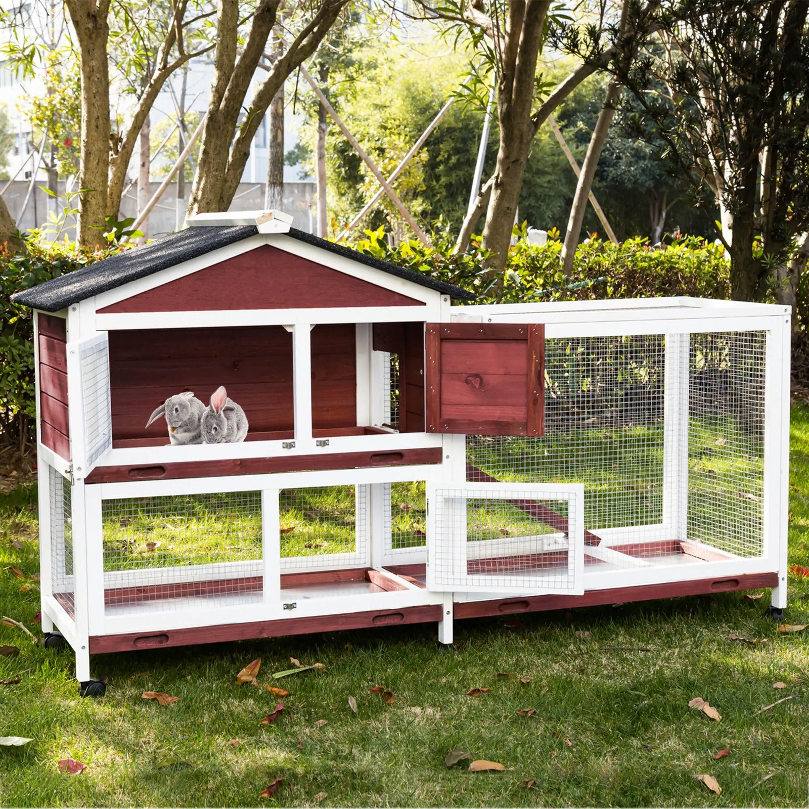 Double Storey Large Rabbit Hutch Guinea Pig Cage , Ferret Cage