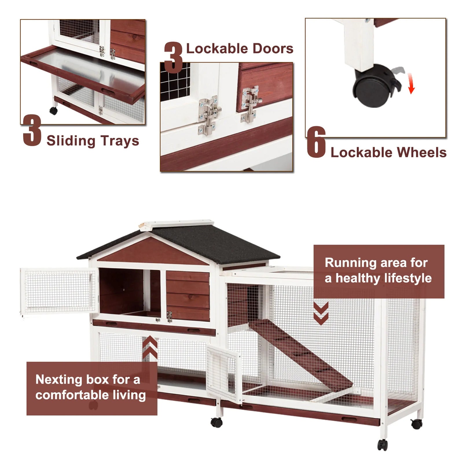 Double Storey Large Rabbit Hutch Guinea Pig Cage , Ferret Cage