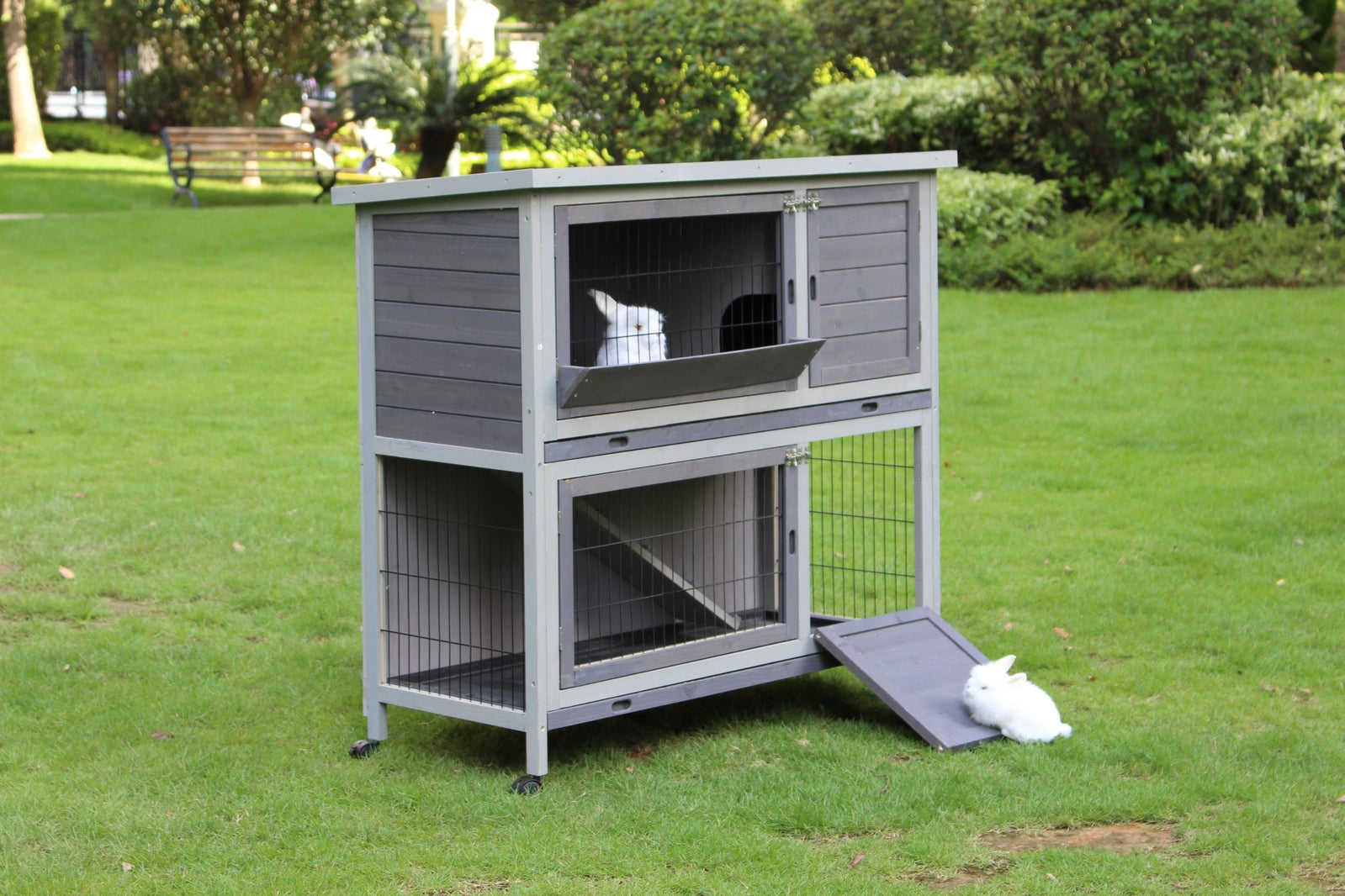 110Cm Xl Double Storey Rabbit Hutch Guinea Pig Cage , Ferret Cat Cage