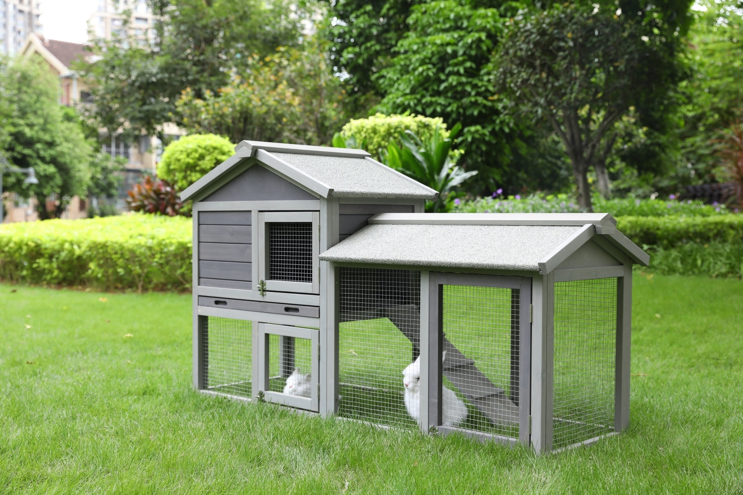148Cm Rabbit Hutch Quail Run Wooden Cage Guinea Pig Cage House