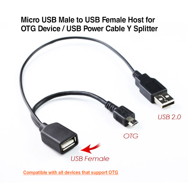Micro Usb Male To Usb Female Host For Otg Device / Usb Power Cable Y Splitter - Bridges & Routers