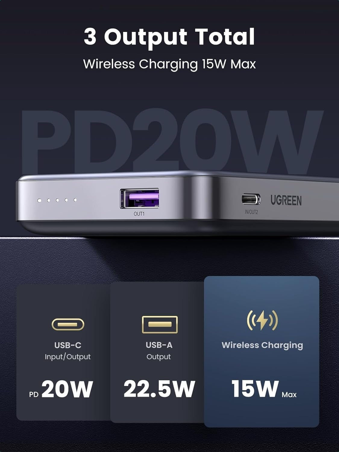 15086 10000Mah Magnetic Wireless Power Bank (Sapce Gray)