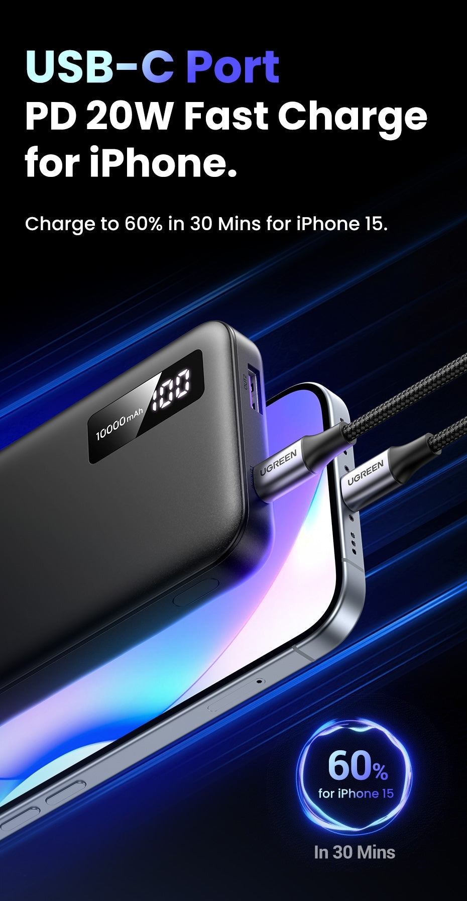 25742 10000Mah Two-Way Fast Charging Power Bank Black