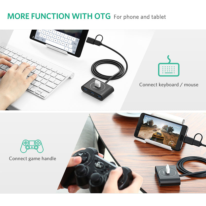 Hard Drives - Usb 3.0 Hub With Type C Port Black 1M 40850