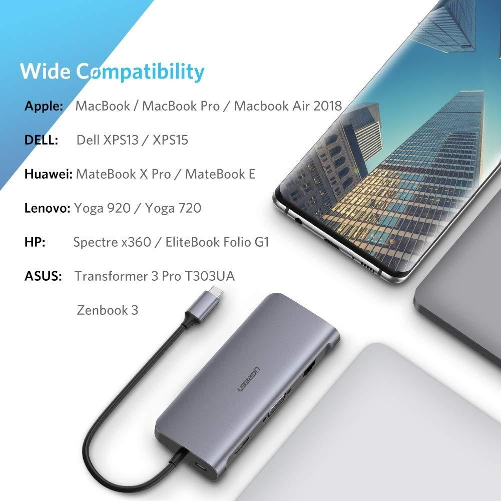 Type C 9 In 1 Multifunction Adapter- Hdmi/ Vga/Gigabit/Typec/Usb3.0 X 3/Sd/Tf with Computer Cables & Adapters