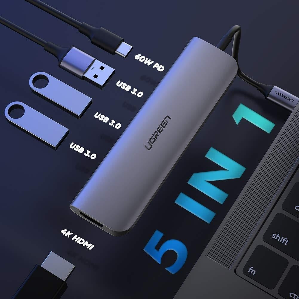 Typec 5 In 1 Adaptor - Hdmi + Usb 3.0*3 + Typec Pd Power Converter | Computer Cables & Adapters