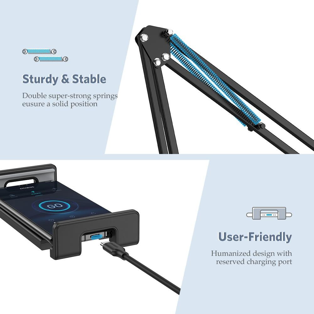 Black colour - 50394 Holder With Folding Long Arm Black
