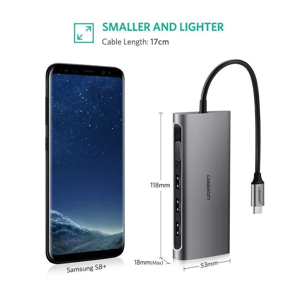 Type C 8 In 1 Multifultion Adaptor Vga/Usb3.0 X 3/Sd/Tf/Typec Pd Protoca with Computer Cables & Adapters