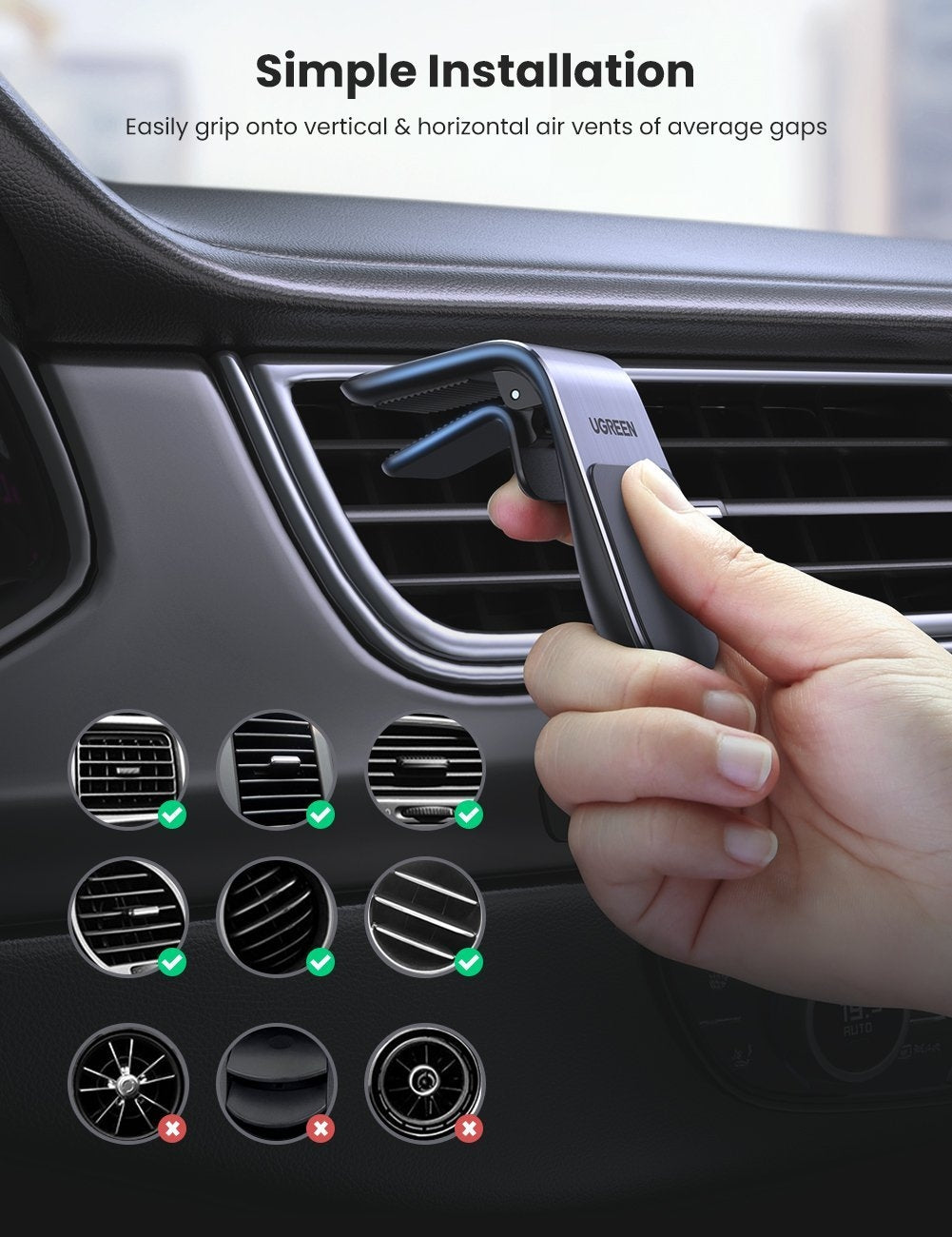 80712 Magnetic Air Vent Car Holder with Car Mounts