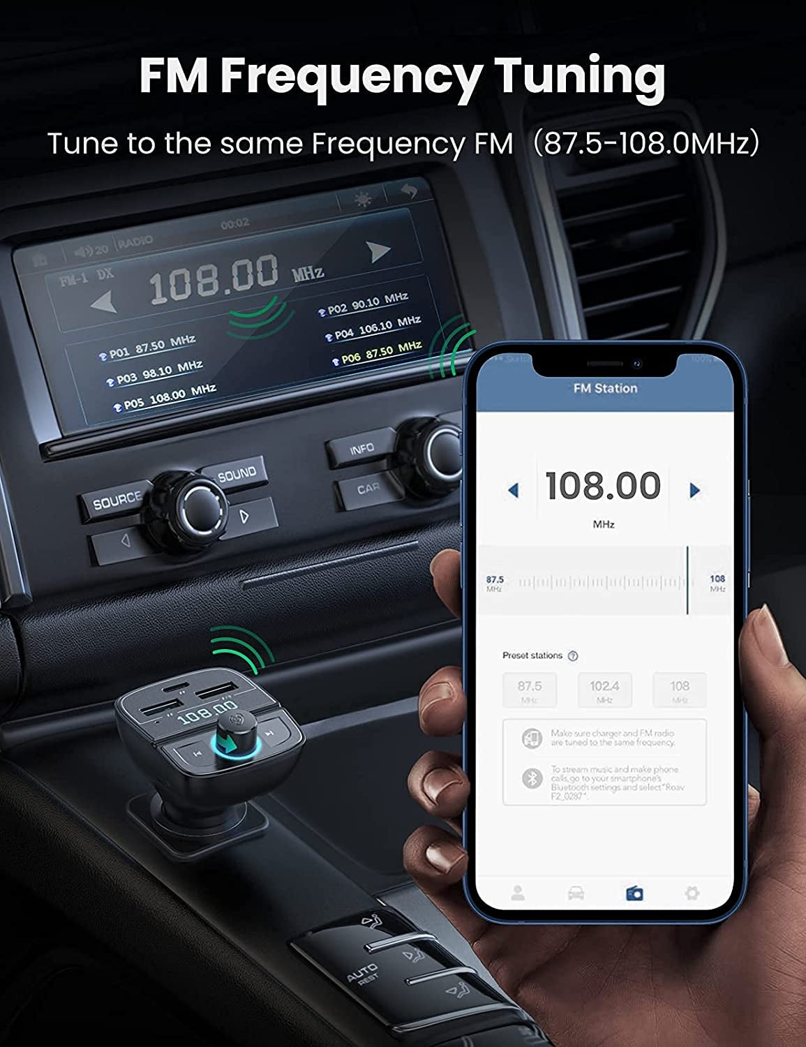 Ugreen - 80910 Car Bluetooth 5.0 Fm Transmitter