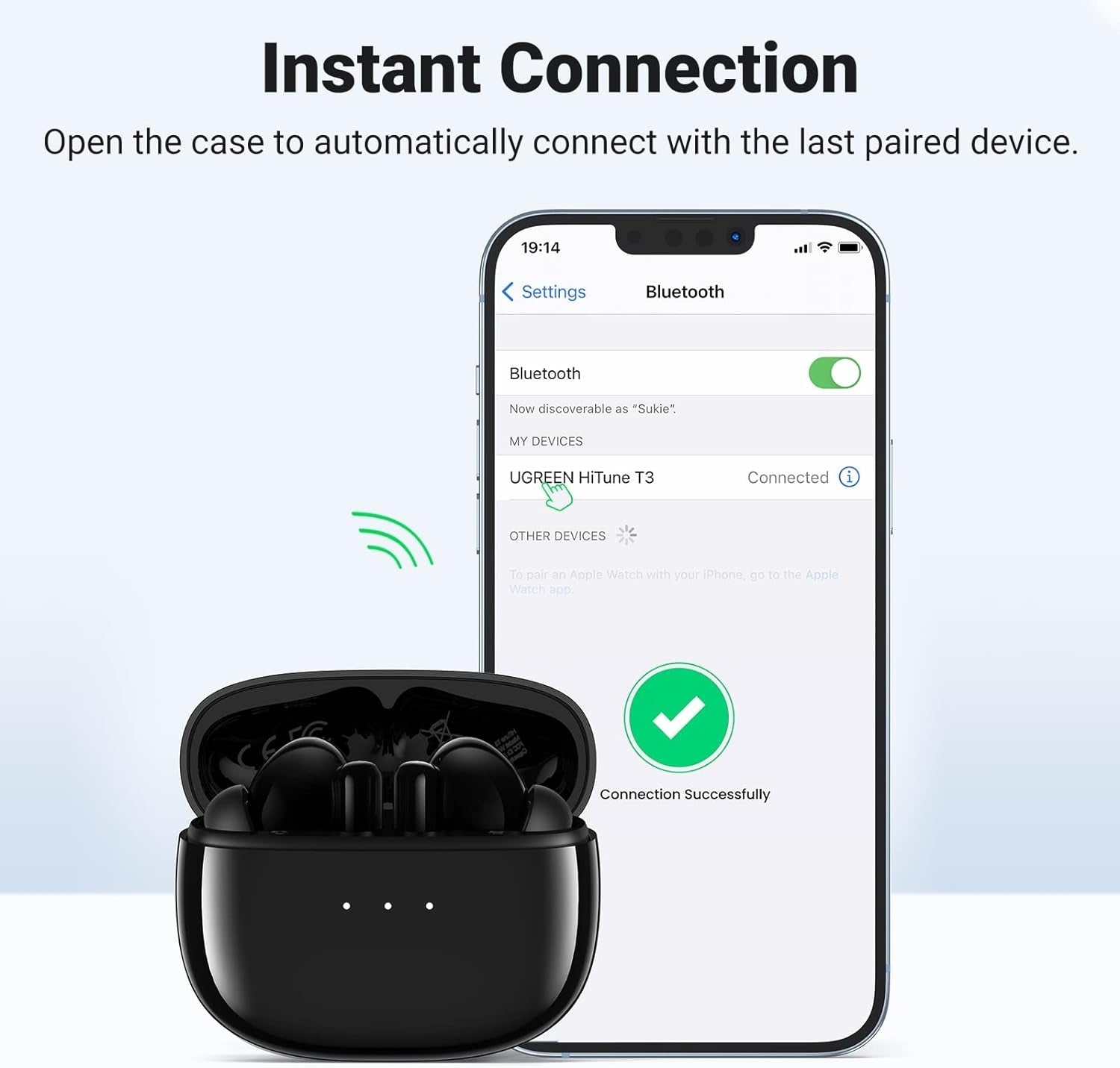90401 Hitune T3 Active Noise-Cancelling Wireless Earbuds (Black) with Work Safety Protective Equipment
