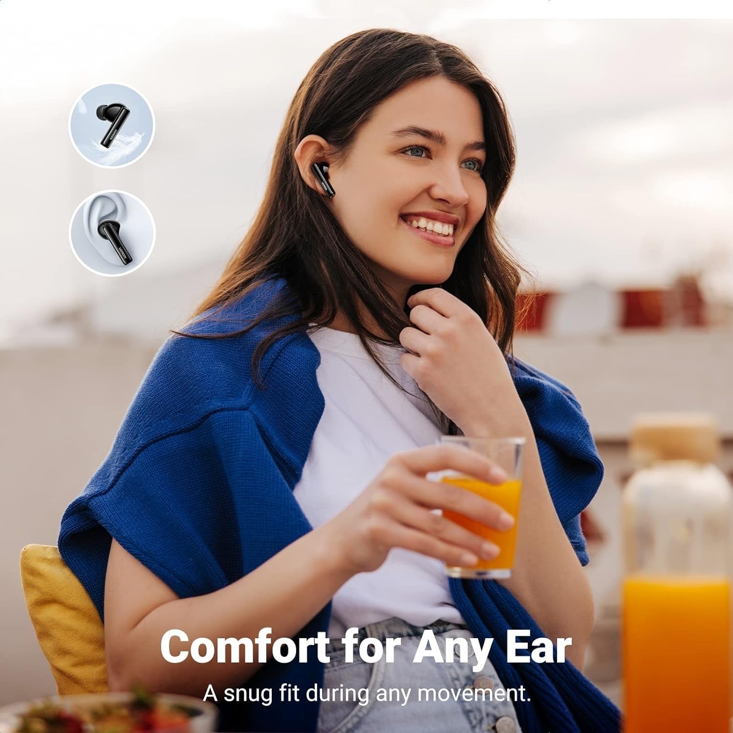 90401 Hitune T3 Active Noise-Cancelling Wireless Earbuds (Black) with Black colour