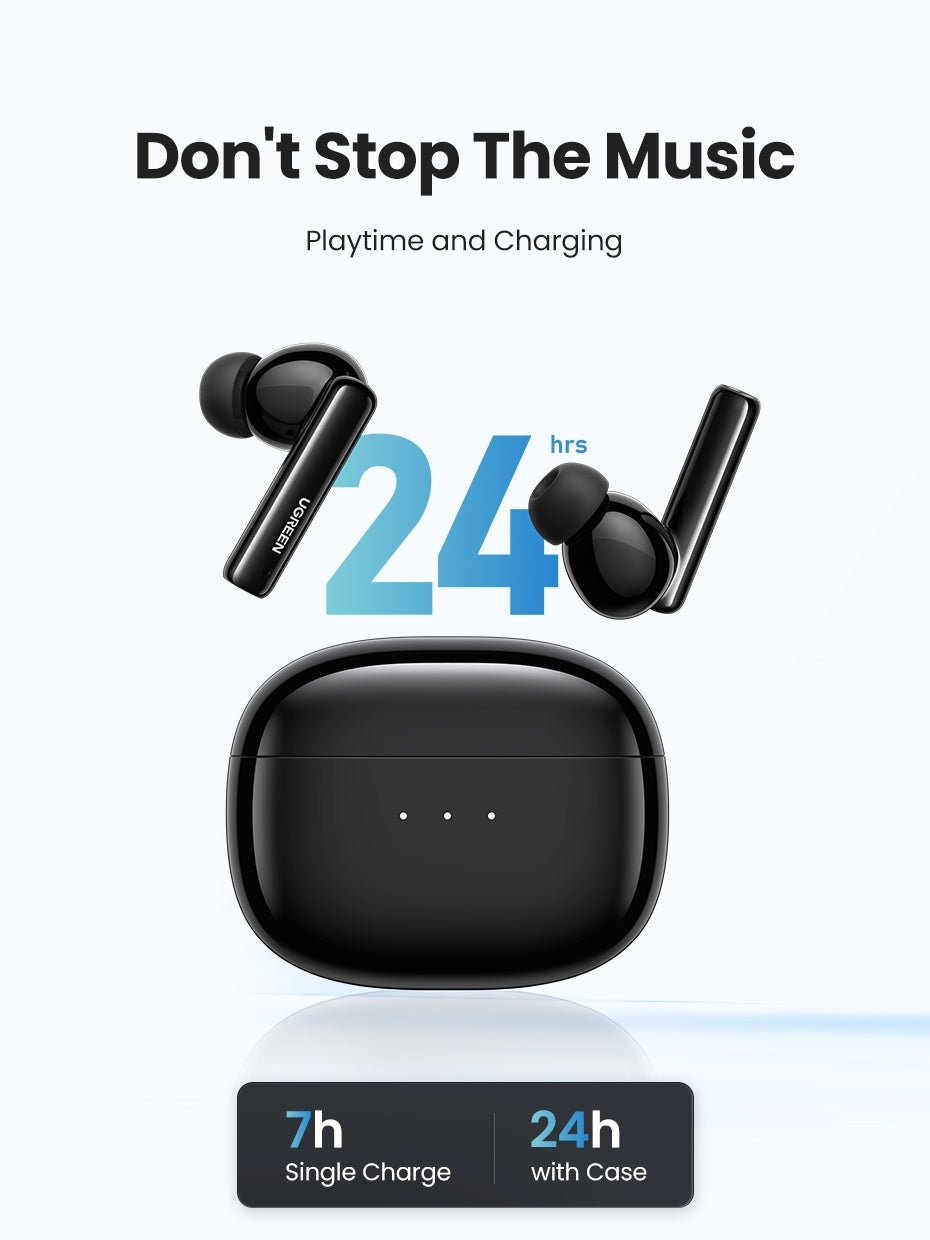 90401 Hitune T3 Active Noise-Cancelling Wireless Earbuds (Black) | Black colour