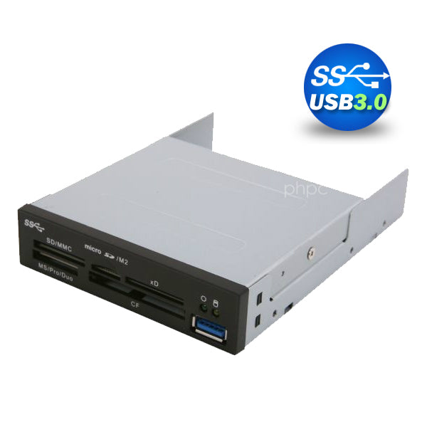 All One Internal Long - Full Metal Usb 3.0 Card Reader With Front Usb - Black