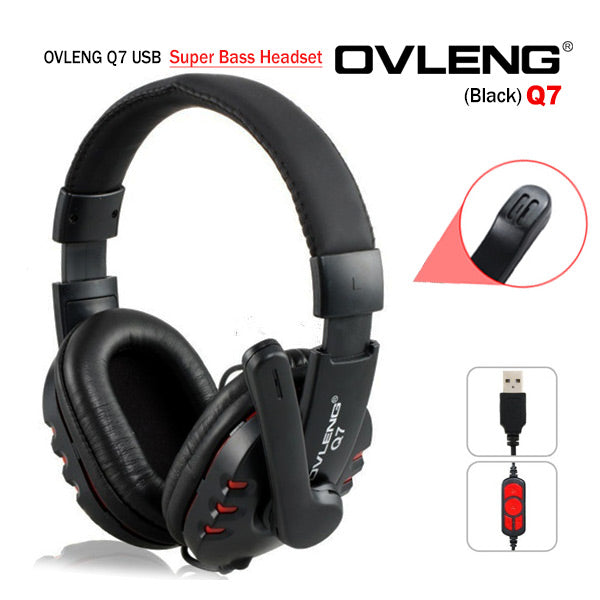 Over Ear Headphones - Q7 Usb Computer Headphones With Mic & Volume Control