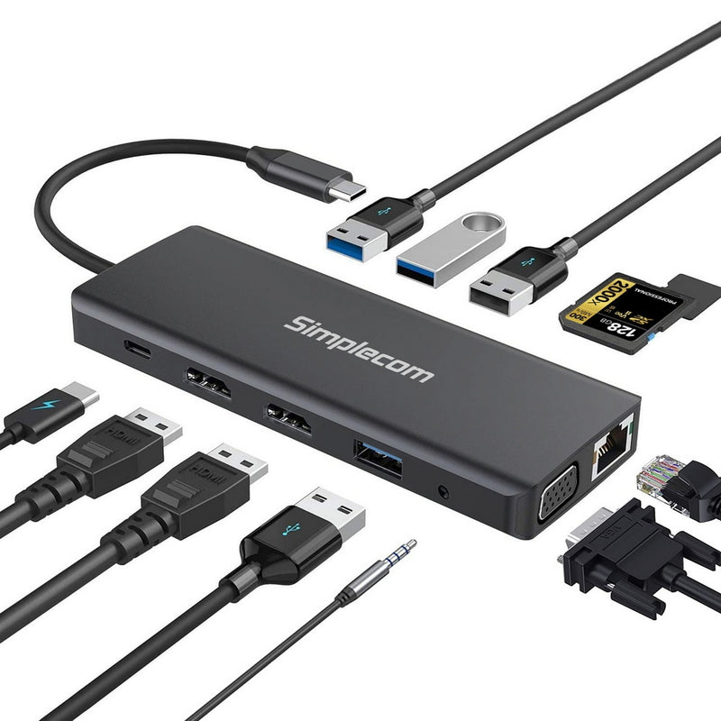 Usb-C 12-In-1 Multiport Docking Station Dual Hdmi + Vga Triple Display - Computer Monitors & Accessories