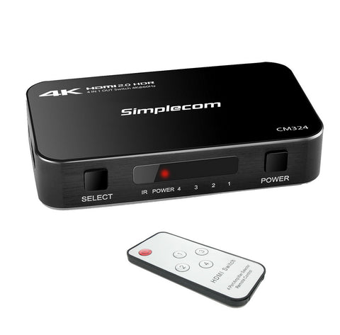 4 Way Hdmi 2.0 Switch With Remote 4 In 1 Out Splitter Hdcp 2.2 4K