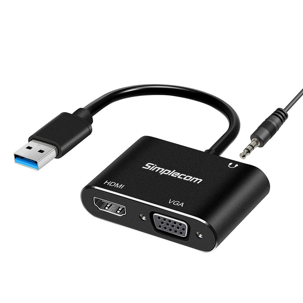 Usb To Hdmi + Vga Video Card Adapter With 3.5Mm Audio - Simplecom