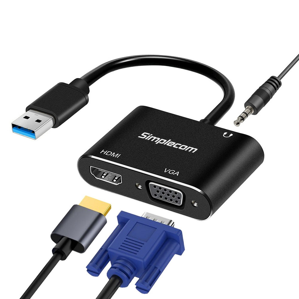 TVs & Accessories - Usb To Hdmi + Vga Video Card Adapter With 3.5Mm Audio
